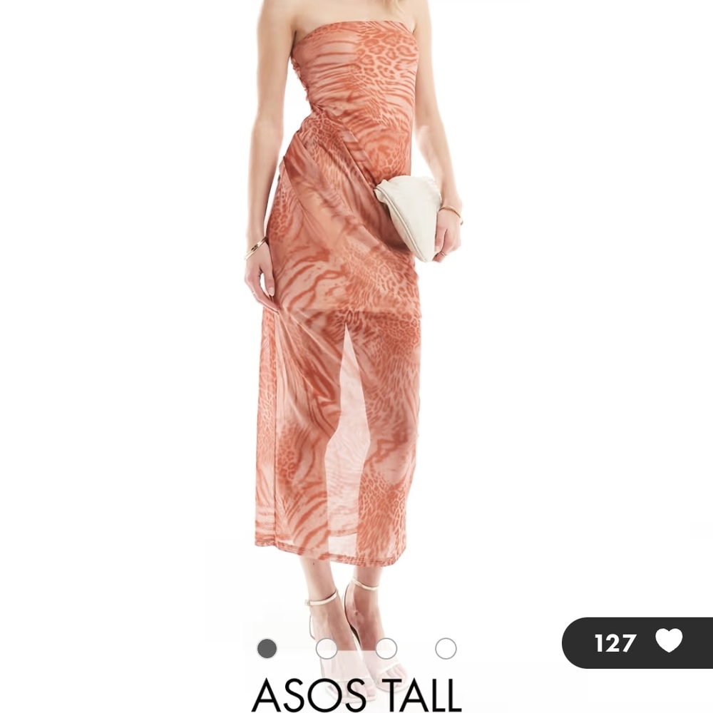 ASOS Tall Animal Print Strapless Dress